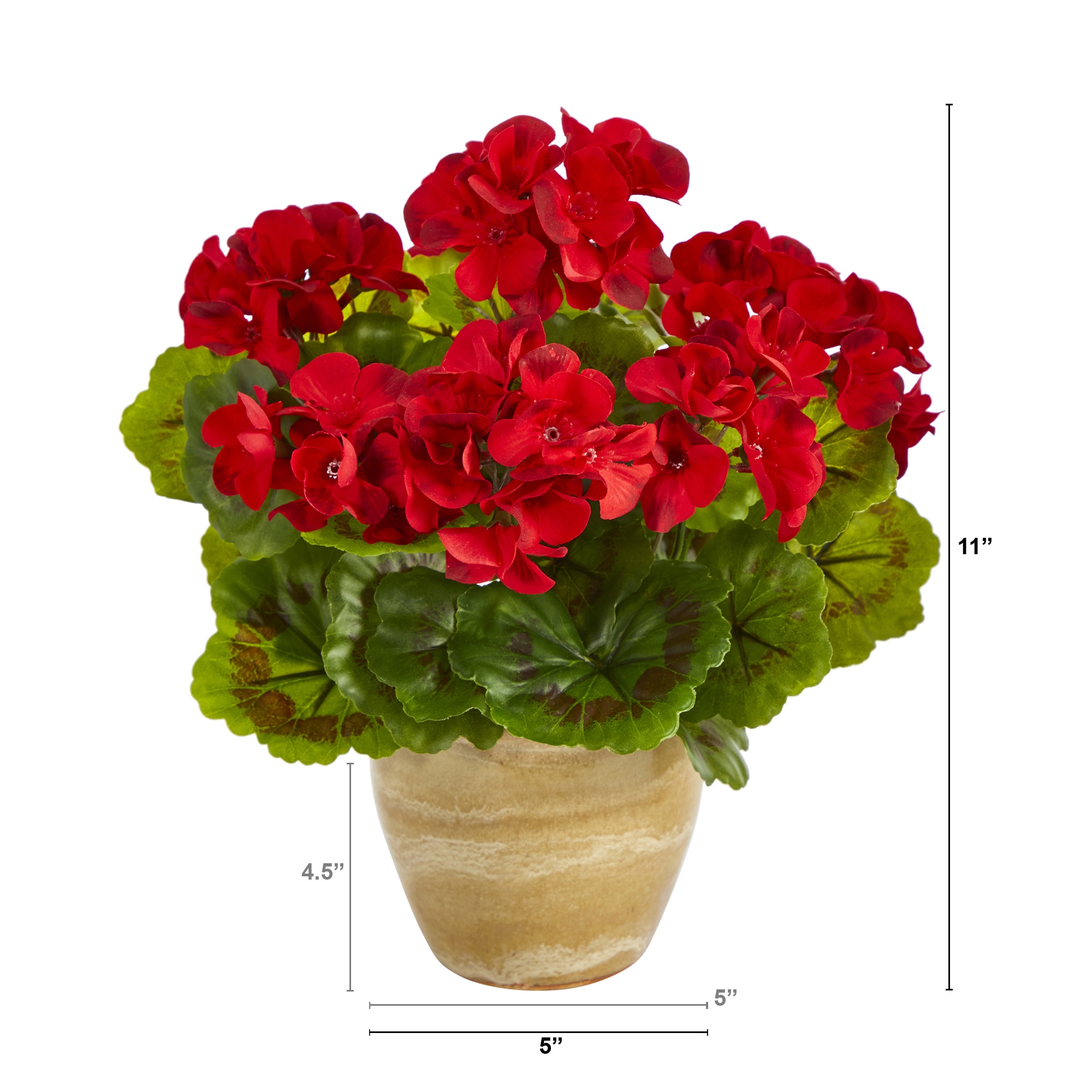 11 Inch UV Resistant Artificial Geranium Plant in Ceramic Planter Indoor - Image 2
