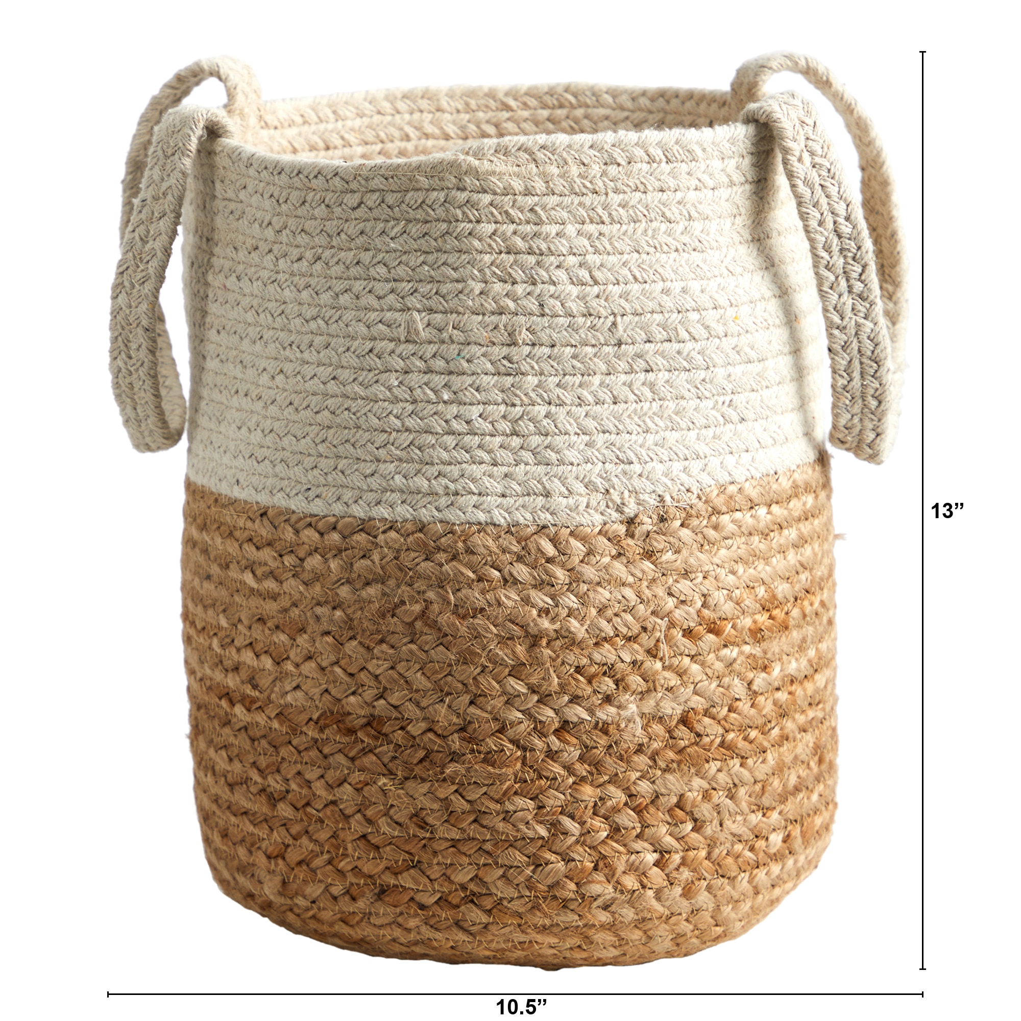 12.5 Inch Handmade Natural Jute and Cotton Basket Planter Rustic Decor - Image 2