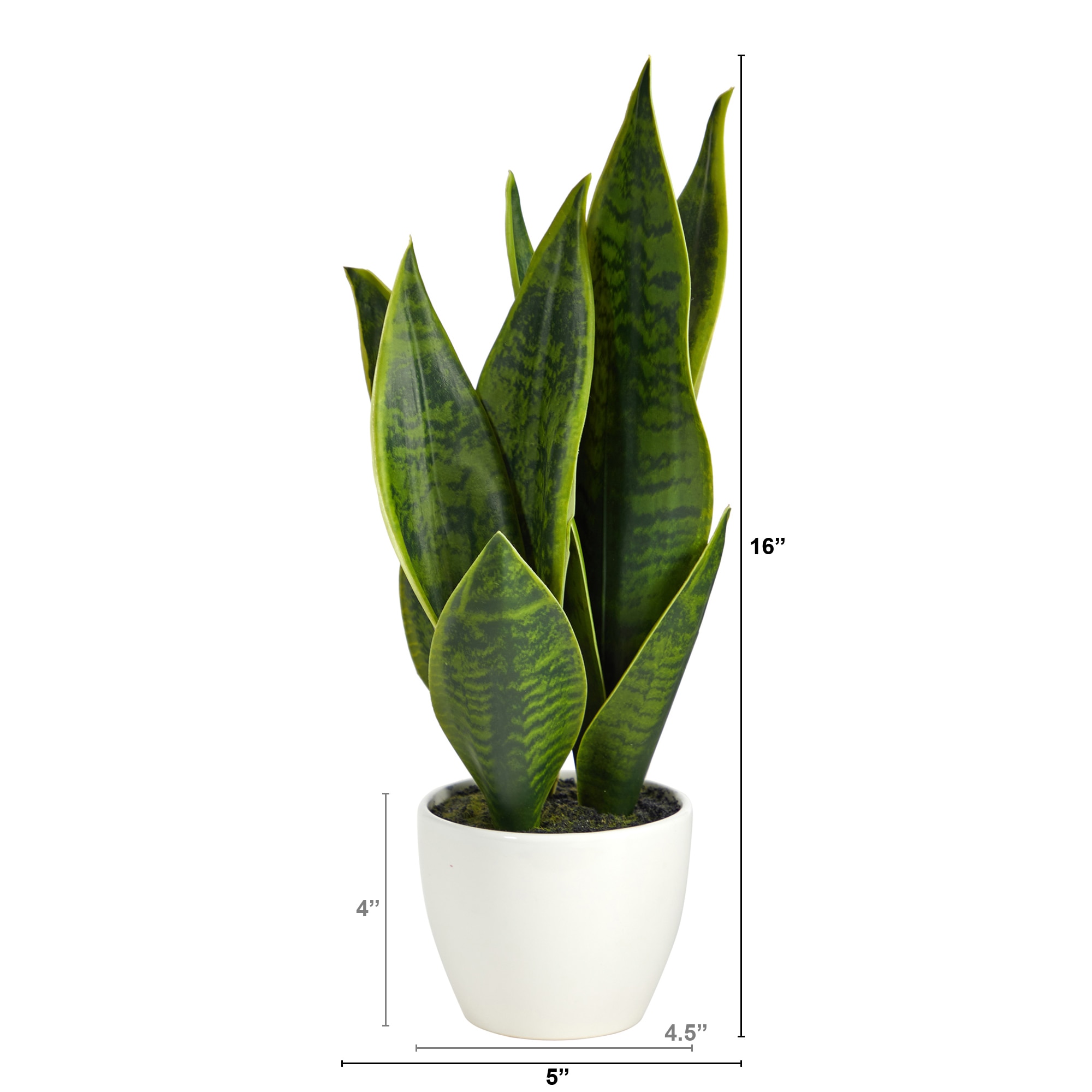16 Inch Sansevieria Artificial Plant Faux Snake Plant Indoor Decor with White - Image 2