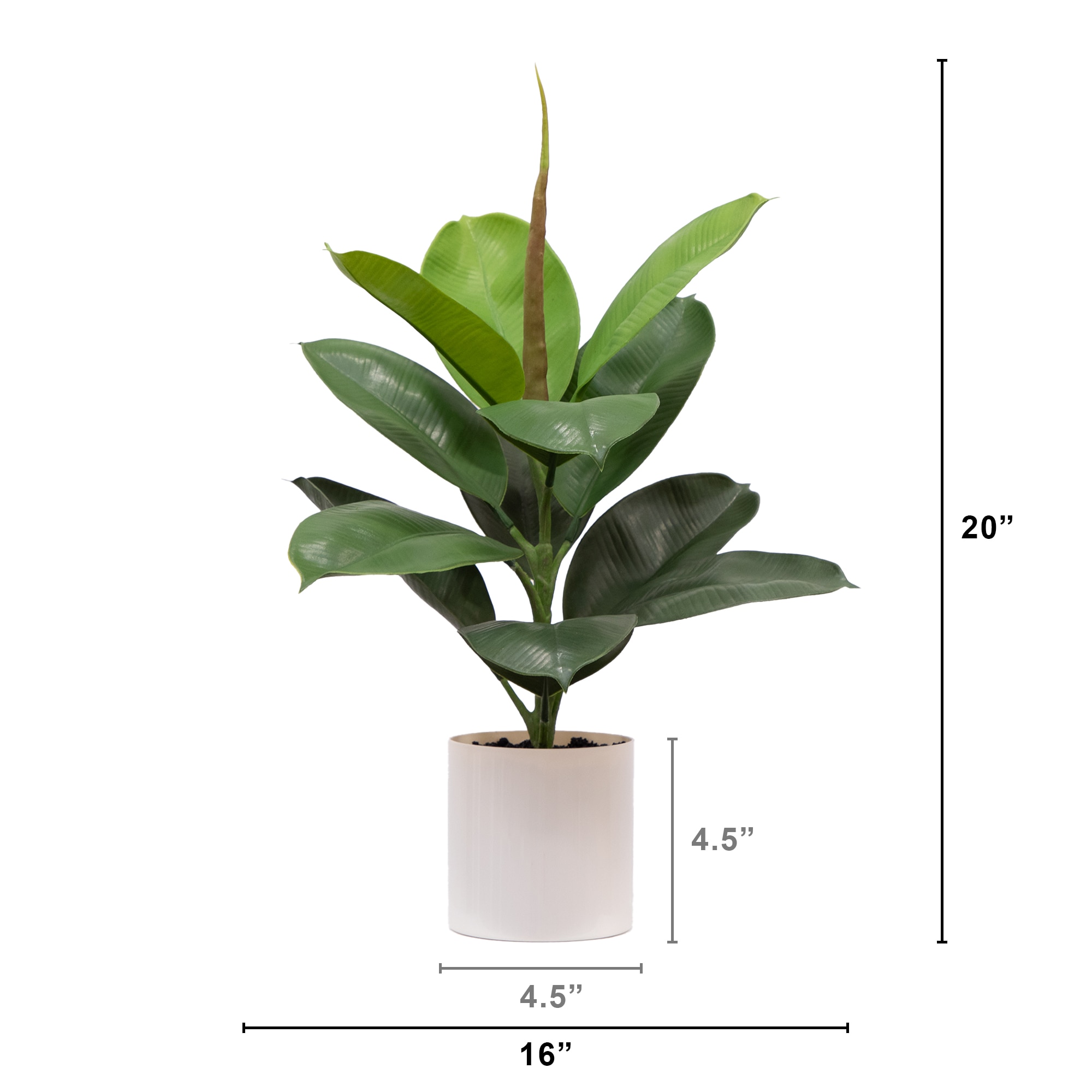 20-In Artificial Fiddle Leaf Fig Plant with Vanilla Plastic Planter Indoor Decor - Image 2