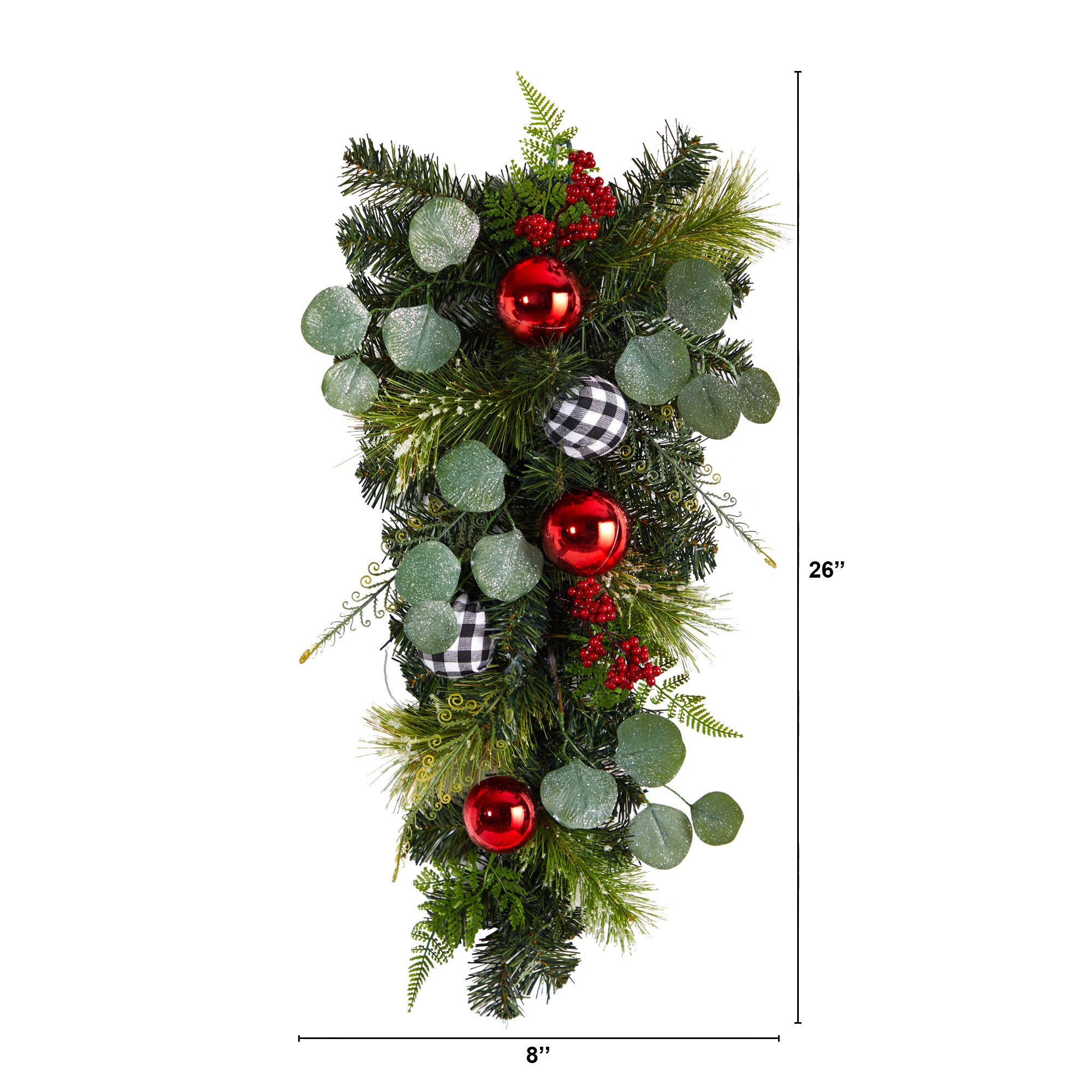 26 Inch Holiday Christmas Greenery Ornament Artificial Swag Decor - Image 2