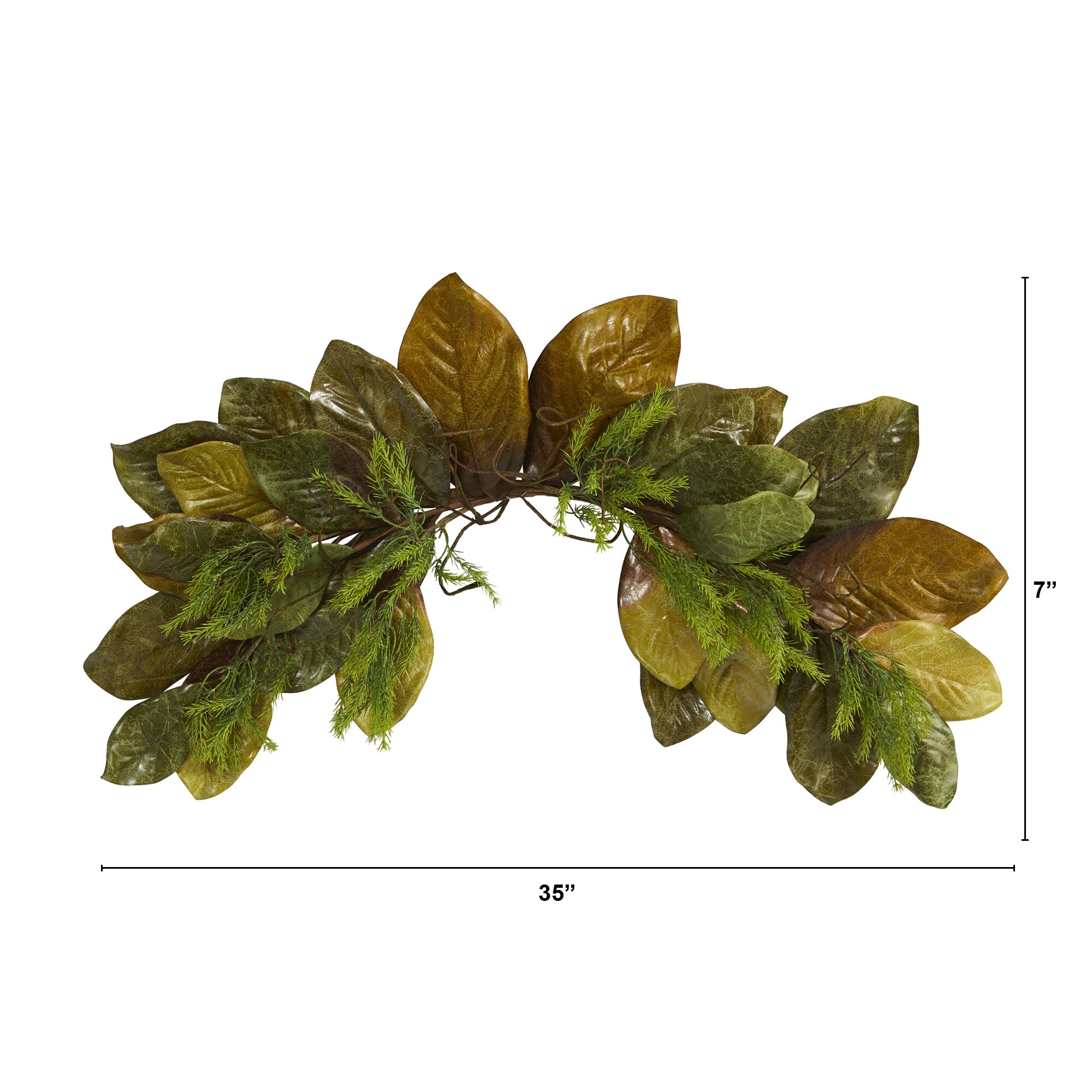 35 Inch Fall Magnolia Leaf Artificial Swag with Mixed Grasses Decorative Accent - Image 2