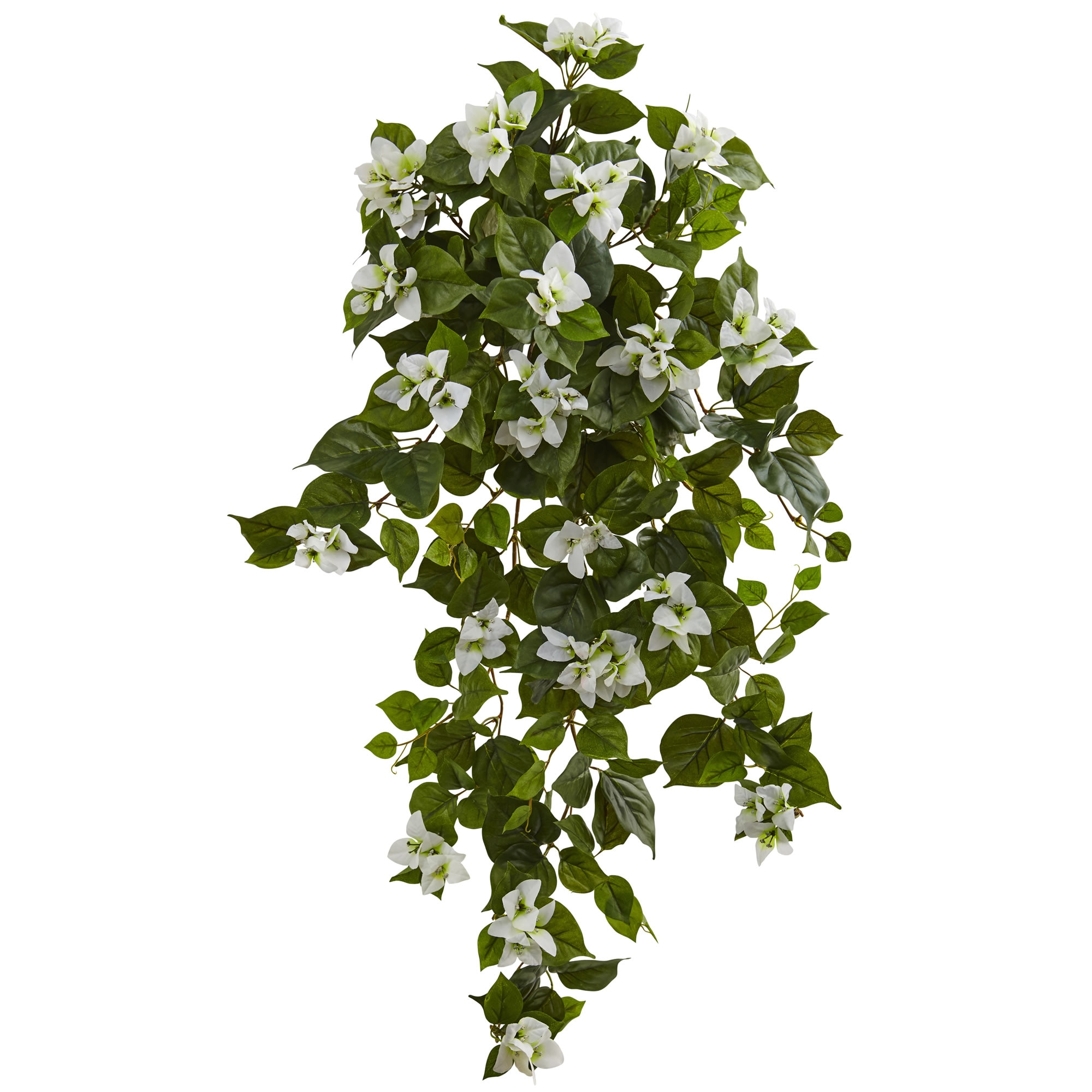 37" Bougainvillea Artificial Hanging Plant Set of 2 Green Leaves Pink Flowers - Image 2