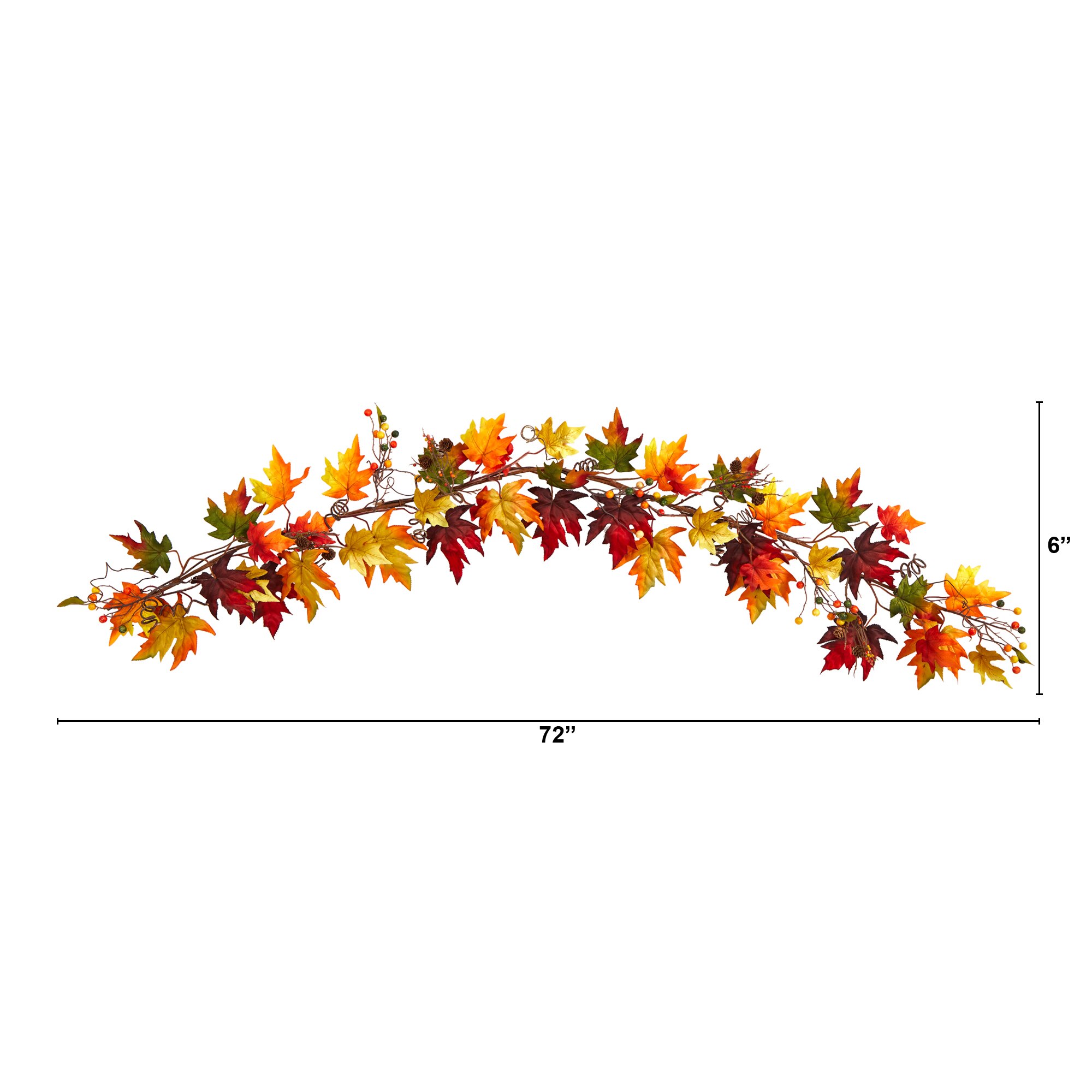 6 Foot Autumn Maple Leaf Berry Fall Garland Artificial Pinecones Decor - Image 2