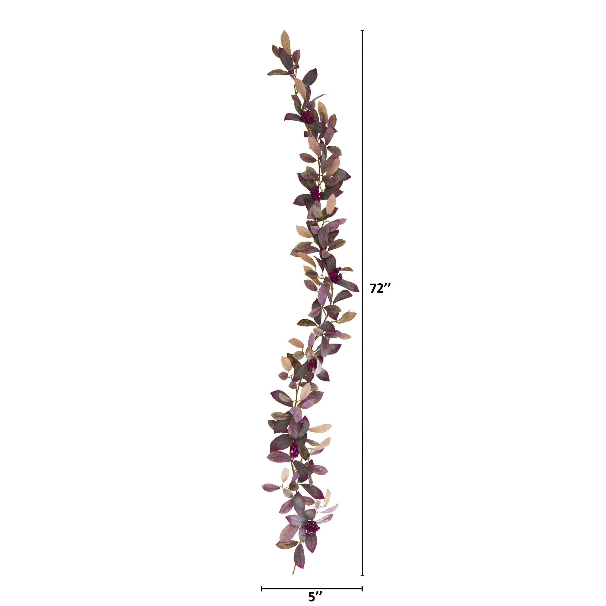 6 Foot Fall Laurel Leaf Garland with Berries Set of 2 Silk Artificial Decor - Image 2