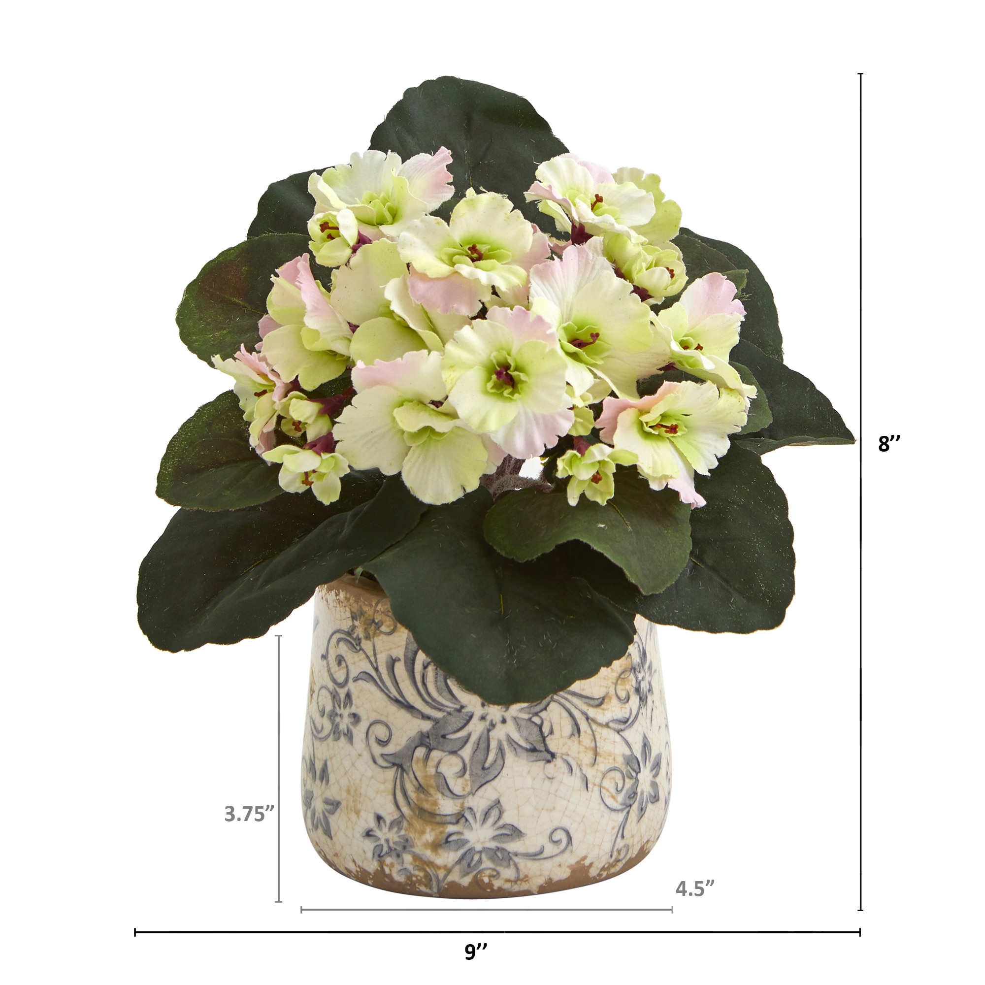 8 Inch African Violet Silk Plant Set of 2 Floral Design Vase Decorative Indoor - Image 2