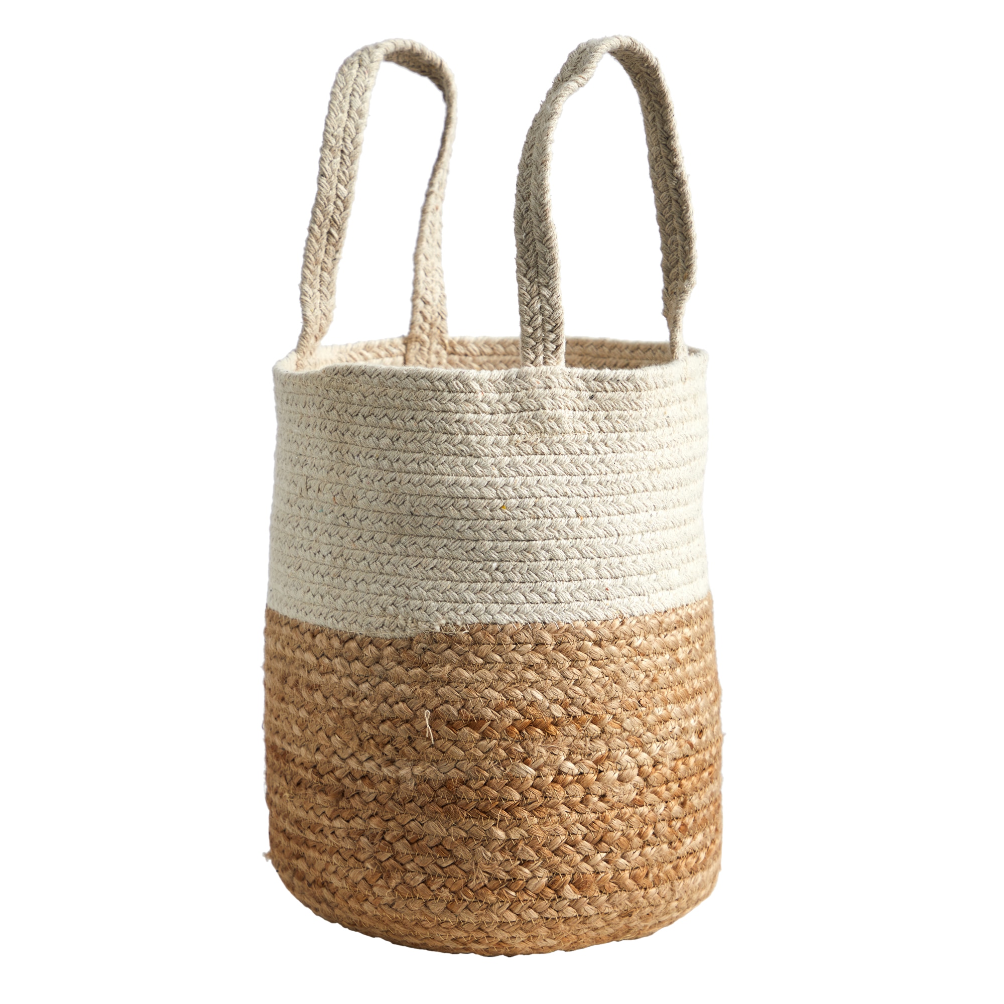 12.5 Inch Handmade Natural Jute and Cotton Basket Planter Rustic Decor - Image 3
