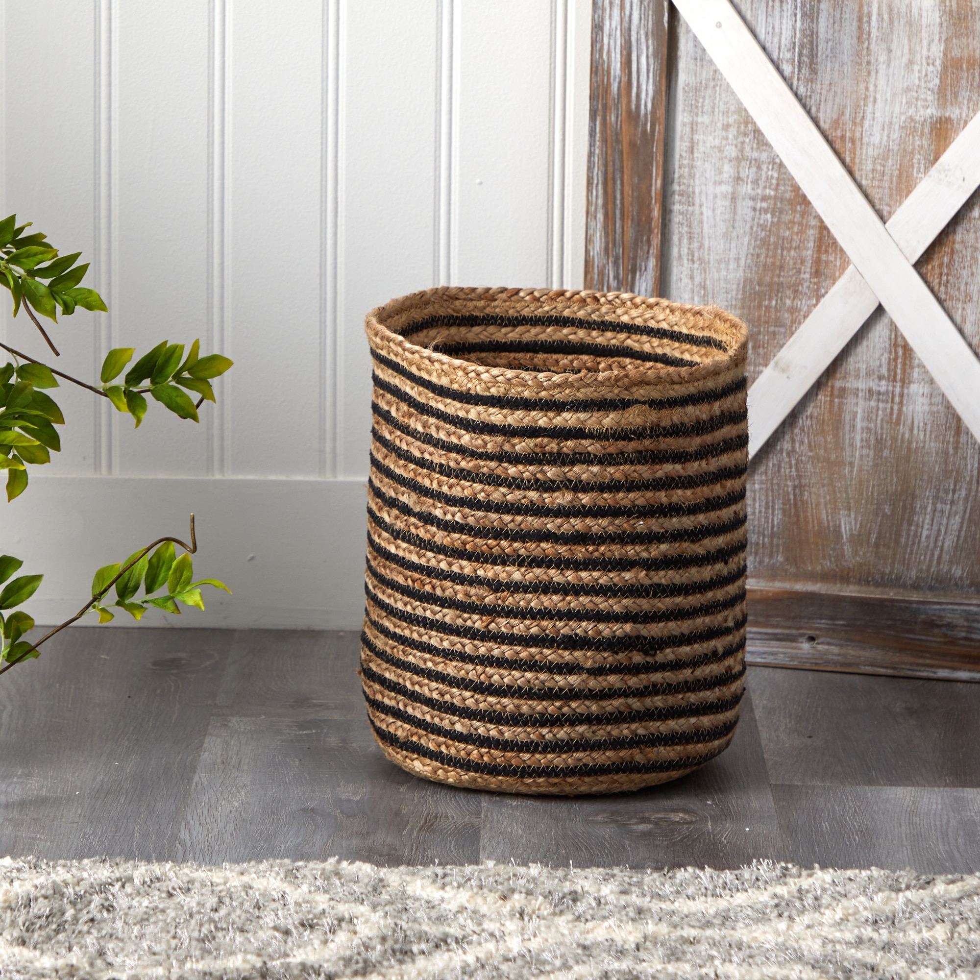 Handmade Natural Jute Basket 13.5 Inch Rustic Planter Boho Decor - Image 3