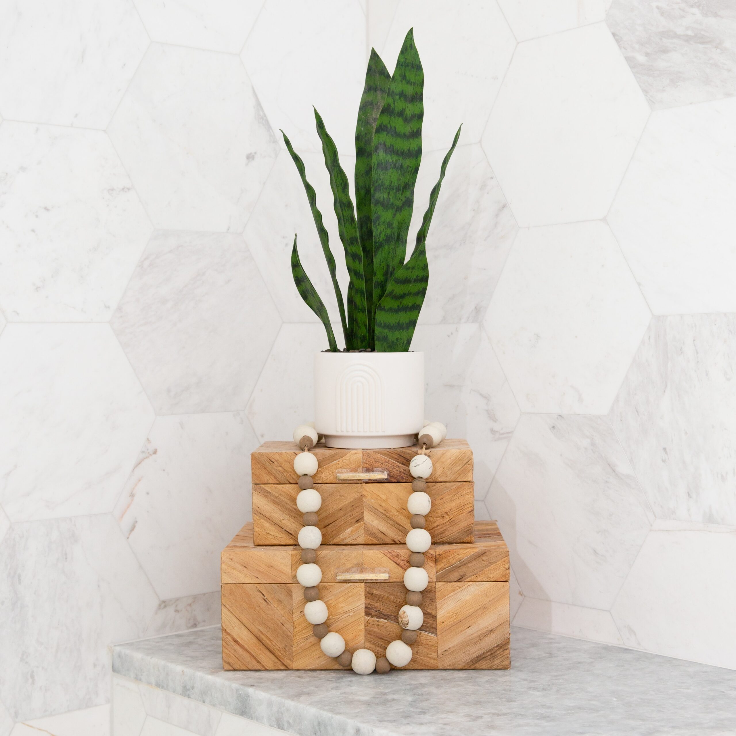 16 Inch Artificial Sansevieria Snake Plant with Decorative Planter Green Faux - Image 3