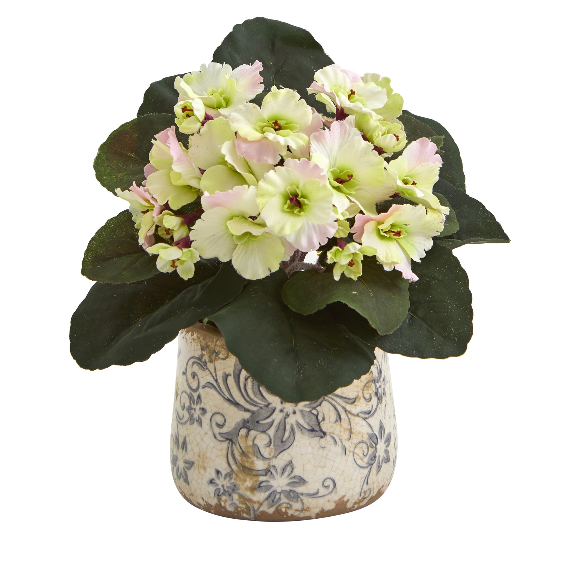 8 Inch African Violet Silk Plant Set of 2 Floral Design Vase Decorative Indoor - Image 3