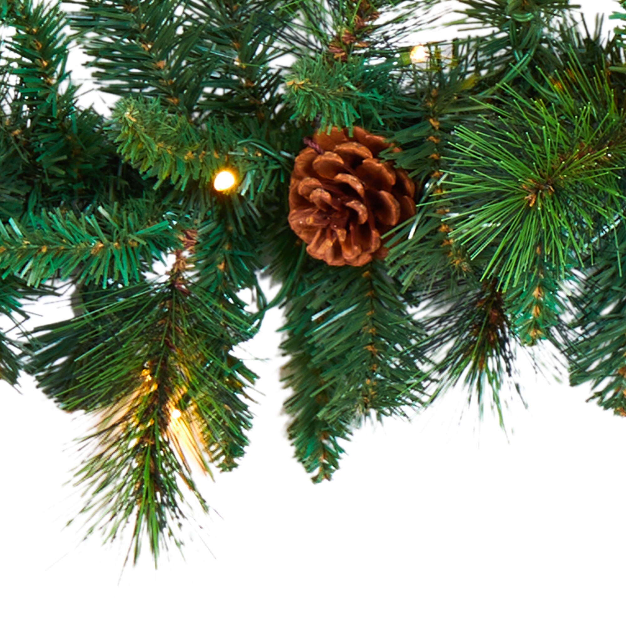 6 Foot Mixed Pine Pinecone Garland with 35 Clear LED Battery Operated Lights - Image 3