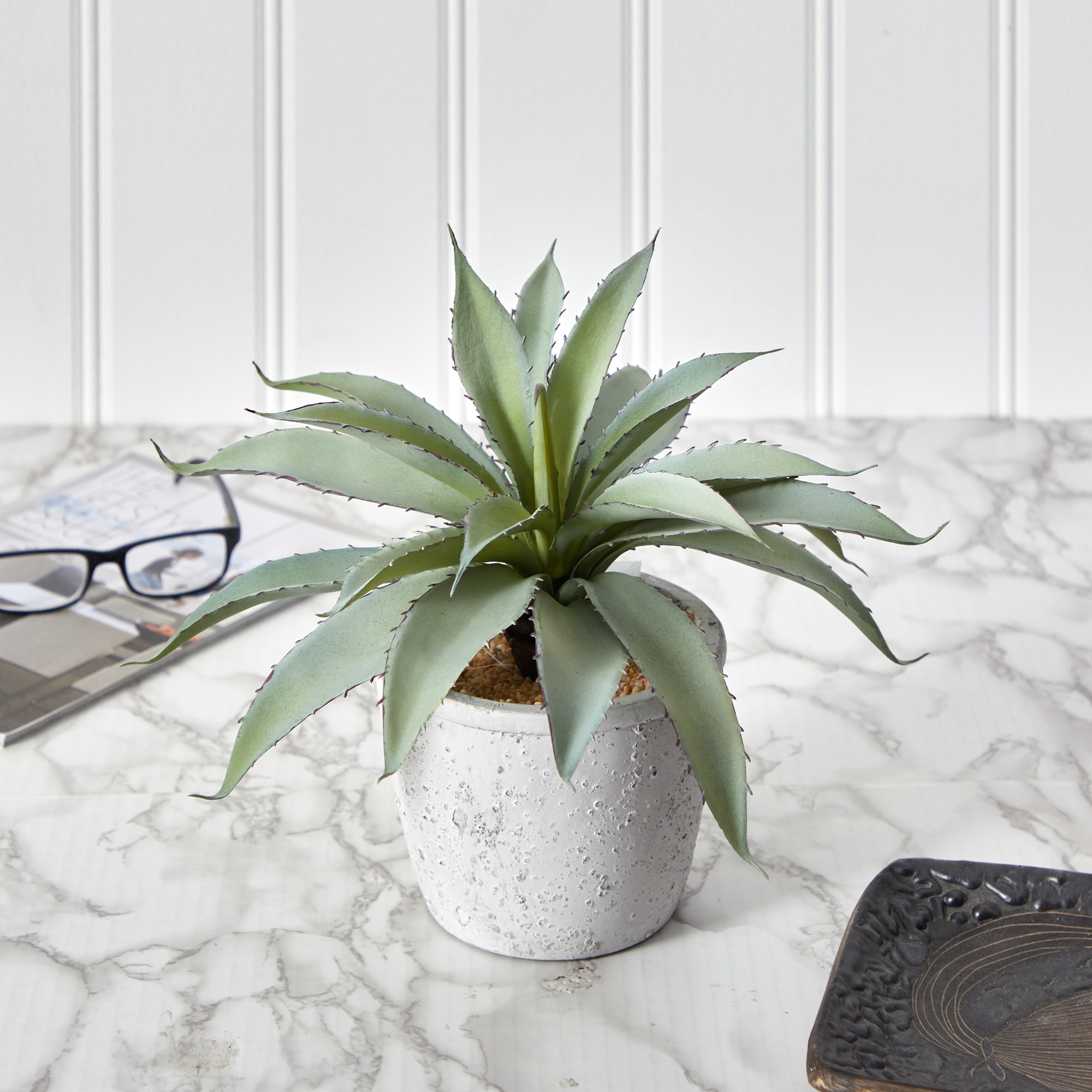 9 Inch Aloe Succulent Artificial Plant Lifelike Variegated Leaves Decor - Image 4