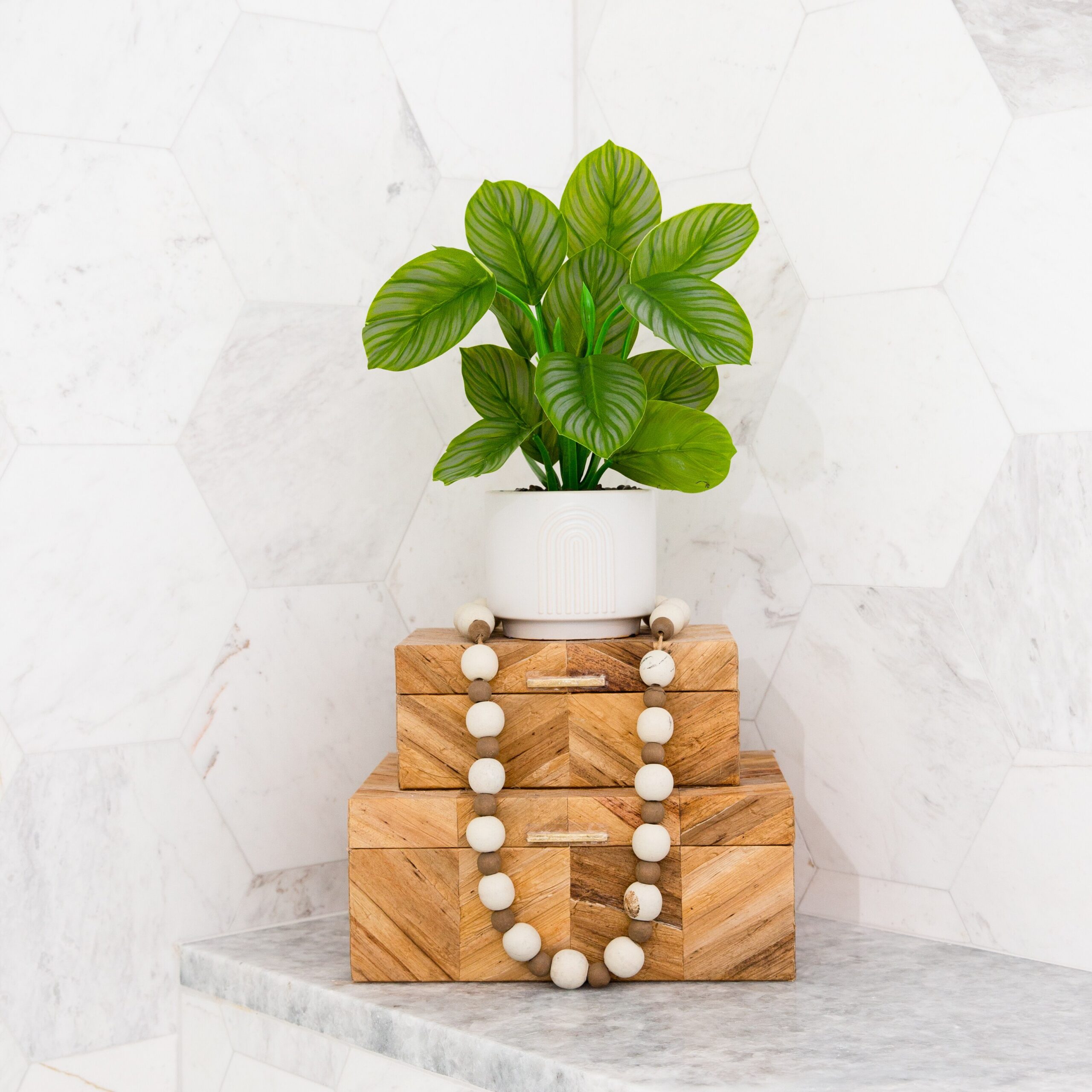 12 Inch Artificial Calathea Plant with Decorative Planter Tropical Leaf Pattern - Image 5