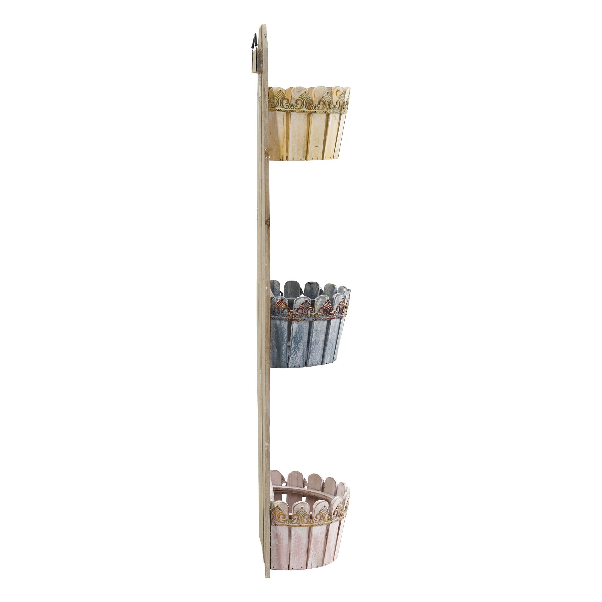 35 Inch Triple Wall Planter Vertical Rustic Three Basket Plant Holder - Image 5