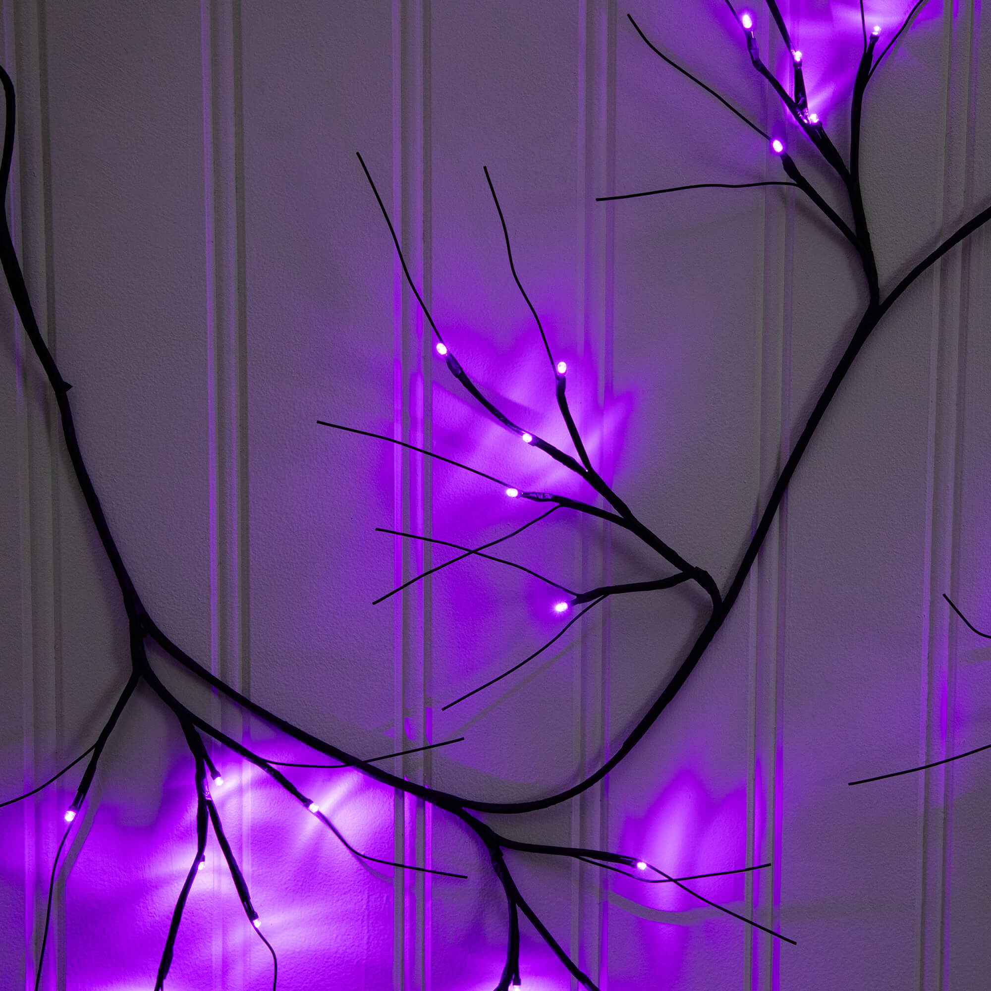 6.5 Ft Black Twig Garland Pre Lit Halloween Decor 48 Purple LED Lights Festive - Image 5
