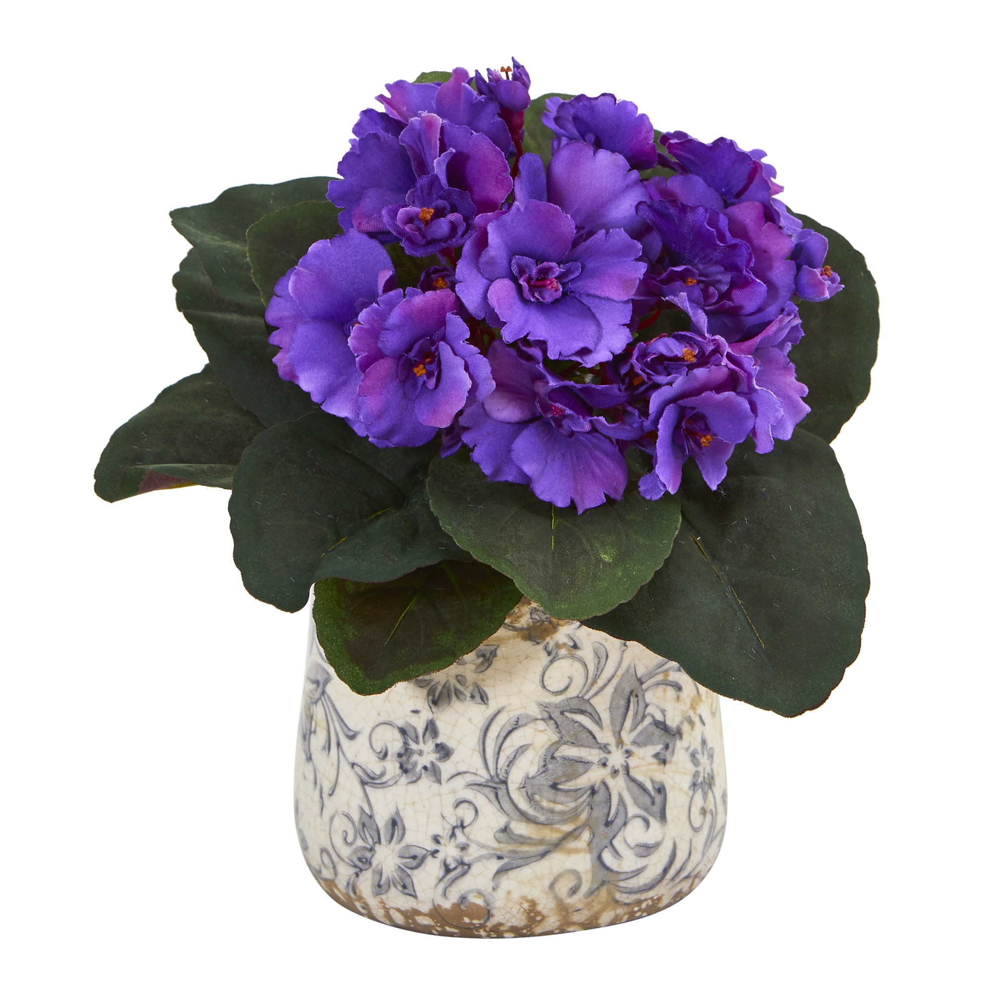 8 Inch African Violet Silk Plant Set of 2 Floral Design Vase Decorative Indoor - Image 5