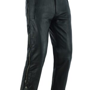 Mens Leather Chaps Pants Dream Apparel Black Naked Cowhide Zippered