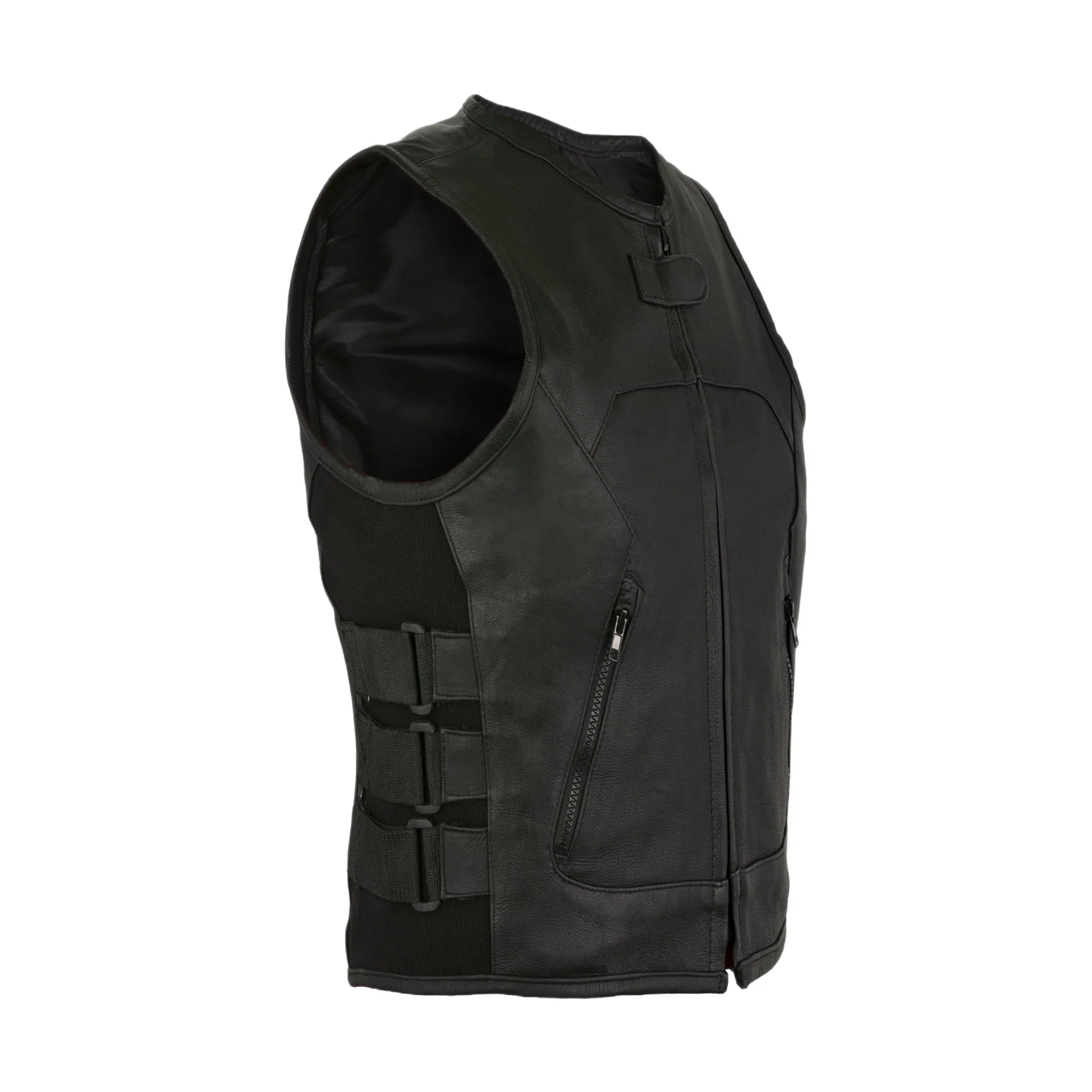 Dream Apparel Women Leather Vest with side straps Conceal Carry Motorcycle Vest