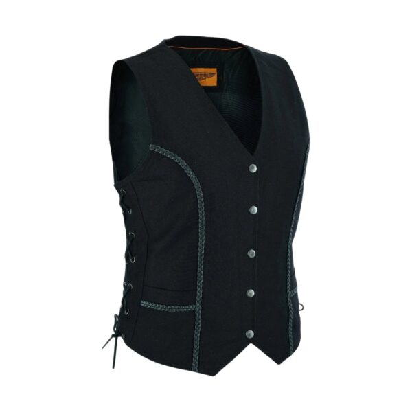 Dream Apparel Women's Black Denim Vest Conceal Carry Pockets