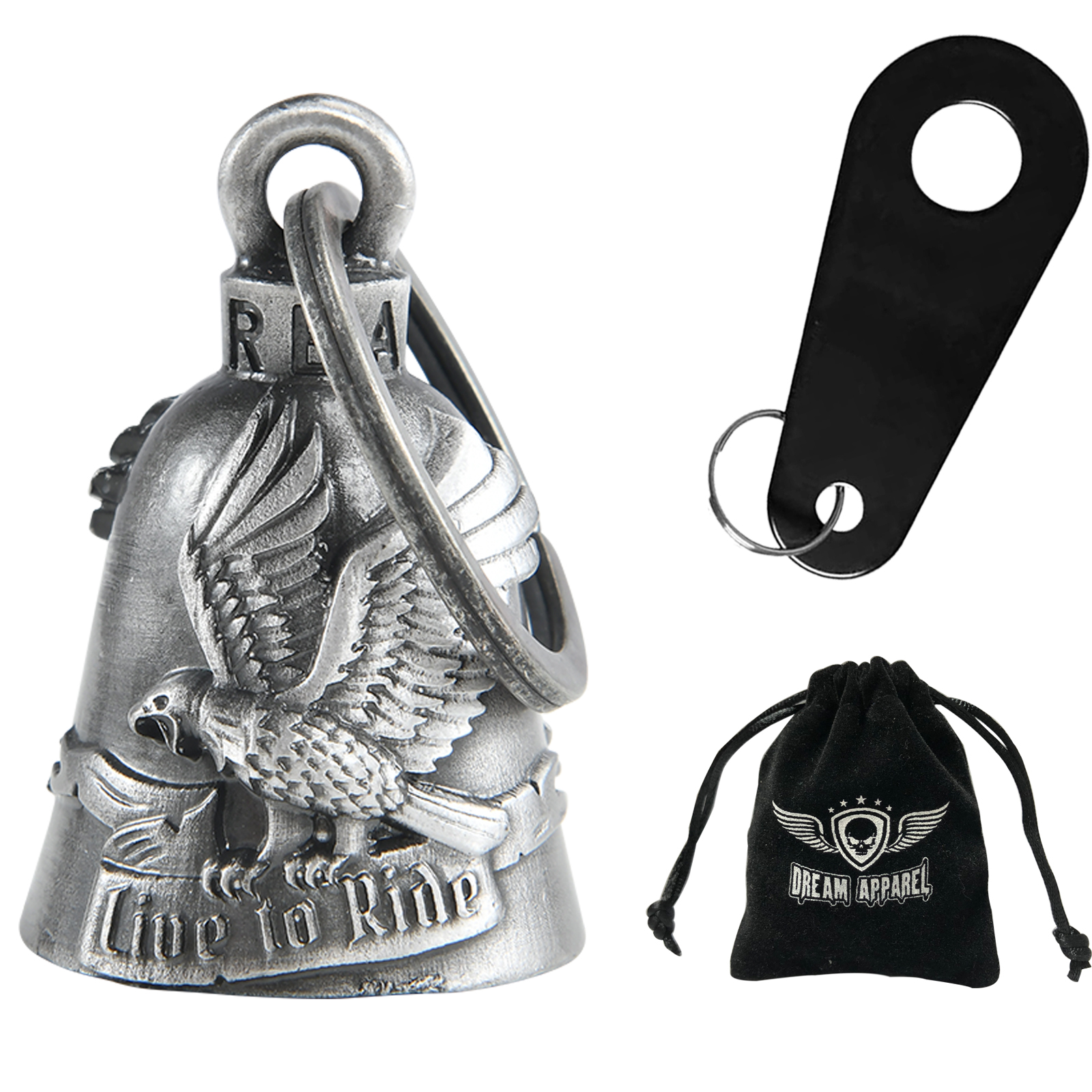 Motorcycle Bell Eagle Live to Ride Chrome Bike Accessory