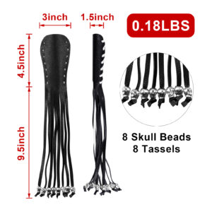 Leather Motorcycle Brake Clutch Lever Covers Skull Fringed Black White