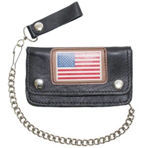 Leather Chain Wallet W/ USA Flag