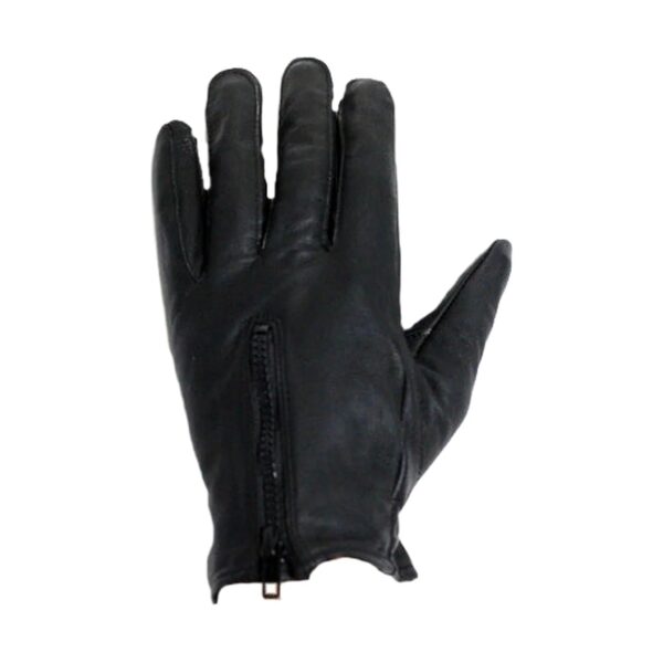Lined Leather Gloves With Zipper