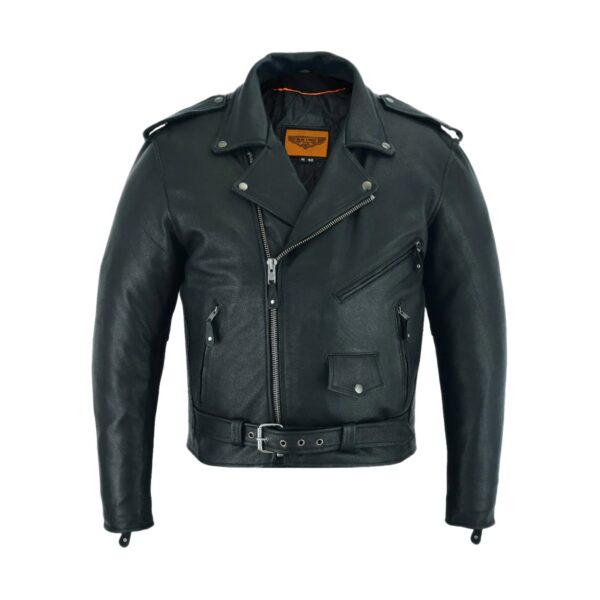 Men's Classic Motorcycle Jacket Premium Cowhide Leather Quilted Lining Black