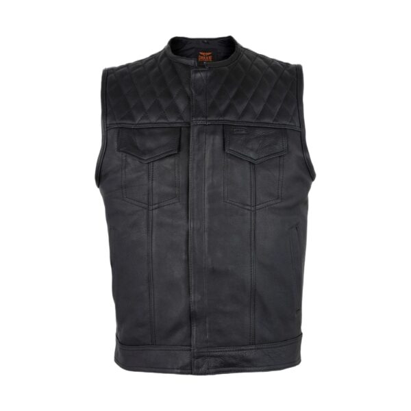 Men's Motorcycle Club Vest Diamond Padded Shoulder Conceal Carry