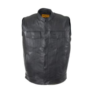Motorcycle Club Vest With Zipper Concealed Carry Pockets