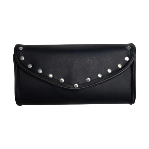 Motorcycle Windshield Bag with Studs and Hook, Easy Open/Close Magnetic Flap