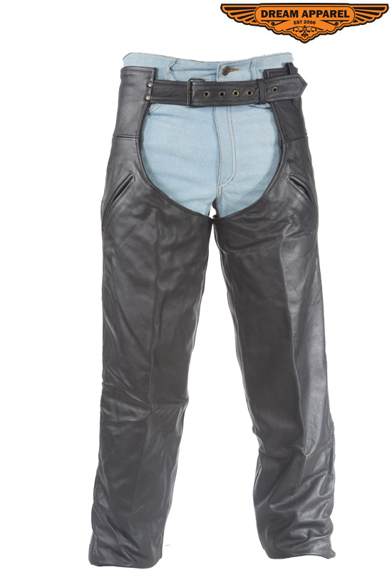 One Panel Motorcycle Chaps Genuine Leather Side Zipper Heavy Duty Cowhide