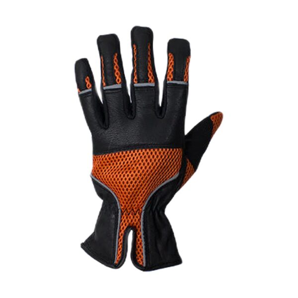 Orange Leather Riding Gloves