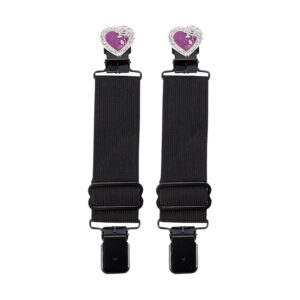 Purple/Chrome Heart And Rose Alligator Boot Clips