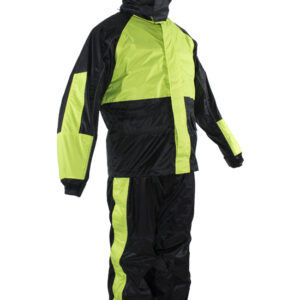 Waterproof Two-Piece Rain Suit Dream Apparel Black Fluorescent Safety Gear