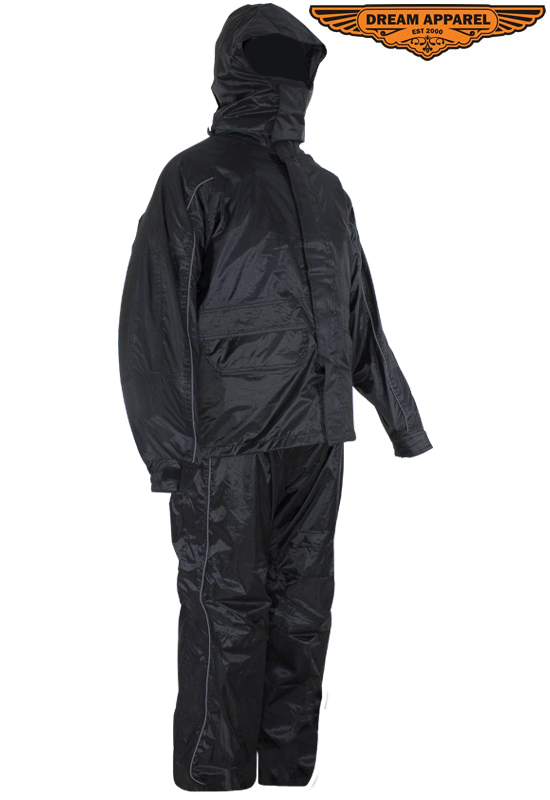 Two-Piece Dream Apparel Black Waterproof Rain Suit Jacket and Pants
