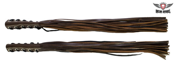 Leather Brake and Clutch Covers Two Tone Brown with Fringe 21.5 Inch