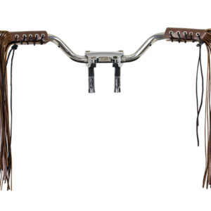 Leather Handlebar Covers Dream Apparel Two-Tone Brown Cowhide with Fringe 22.5