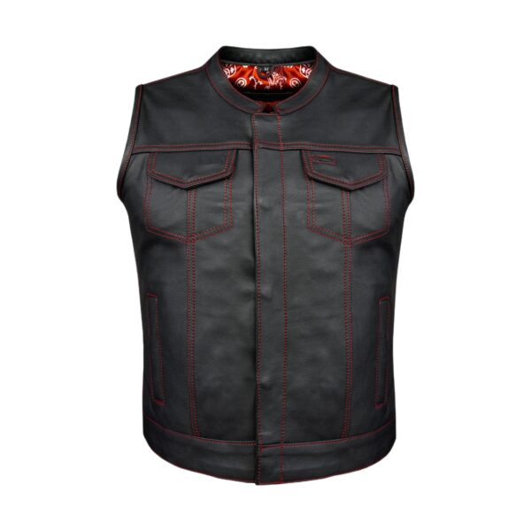 Women Motorcycle Leather CLUB VEST Premium Cowhide Leather Red Paisley Lining
