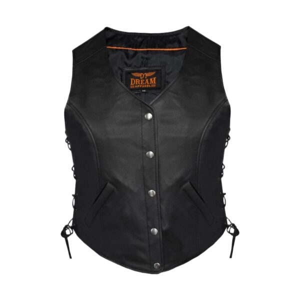 Women Plain Long Vest Snap Front, Conceal Carry Premium Cowhide Leather