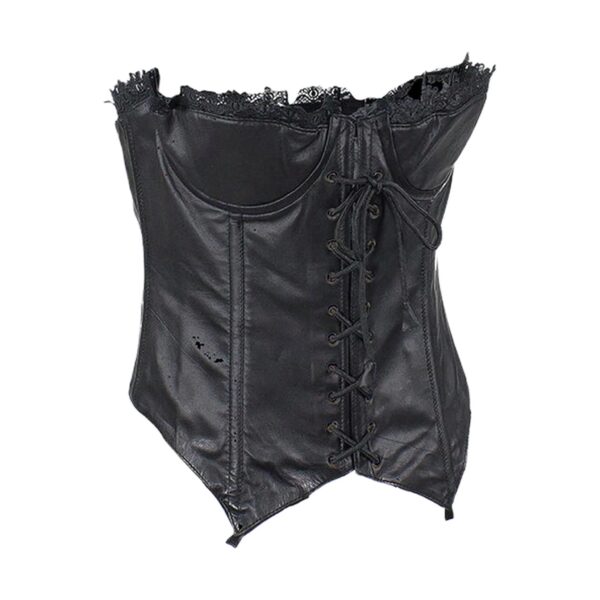 Women's Black Leather and Lace Corset