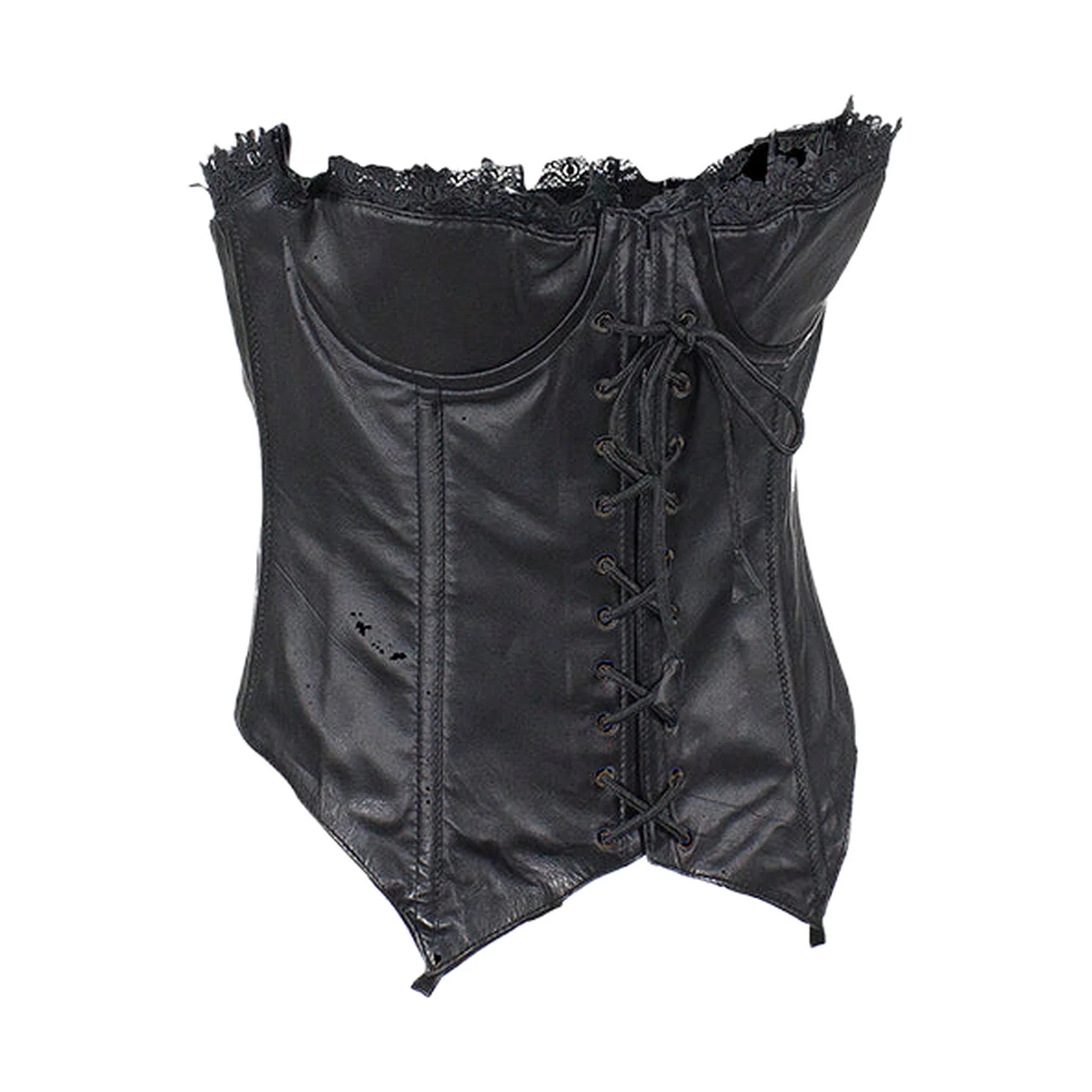 Women's Black Leather and Lace Corset