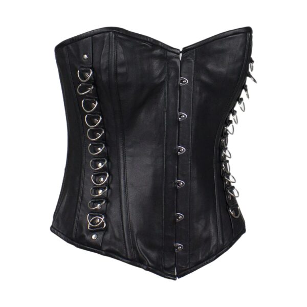 Women's Black Leather Corset with Pin Front Closure