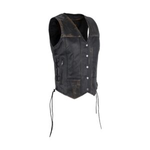 Womens Distressed Brown Naked Cowhide Leather Vest
