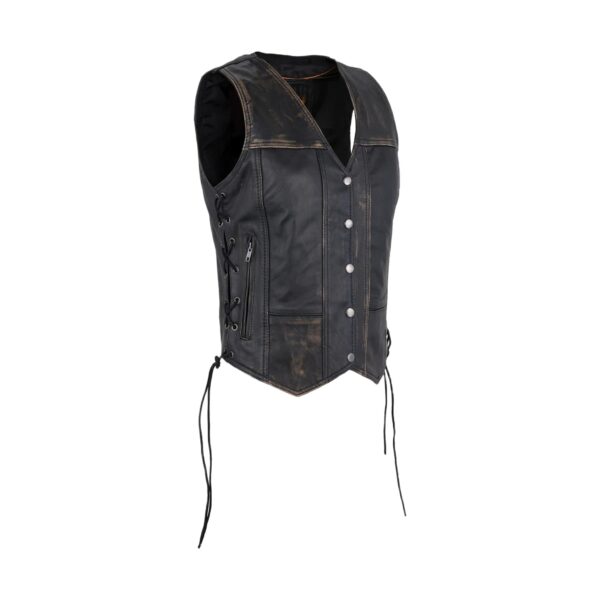 Womens Distressed Brown Naked Cowhide Leather Vest