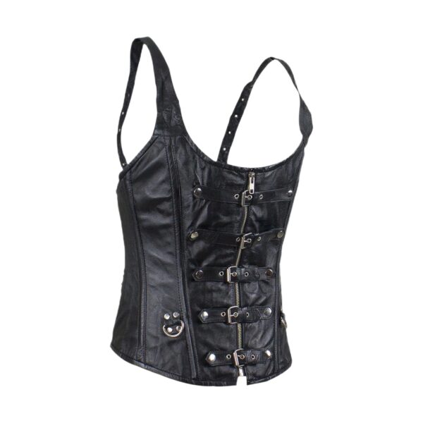 Women's Lambskin Leather Corset with Buckles