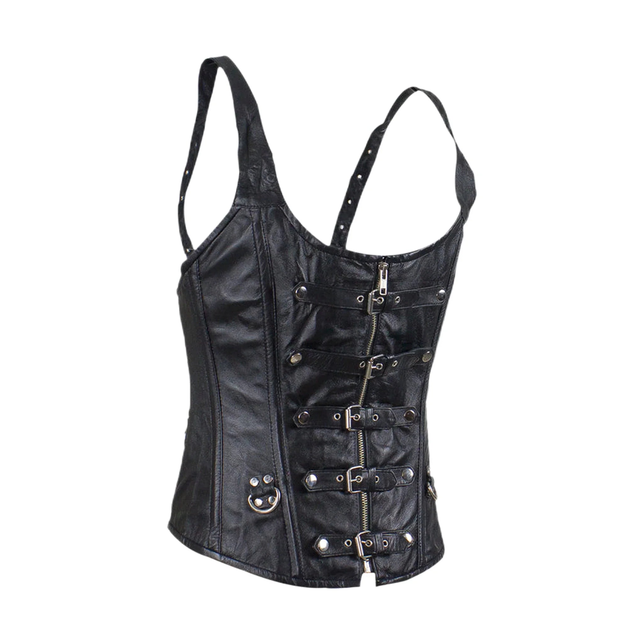 Women's Lambskin Leather Corset with Buckles
