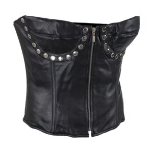 Women's Studded Black Leather Corset