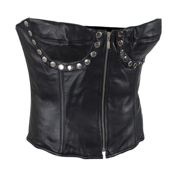 Women's Studded Black Leather Corset