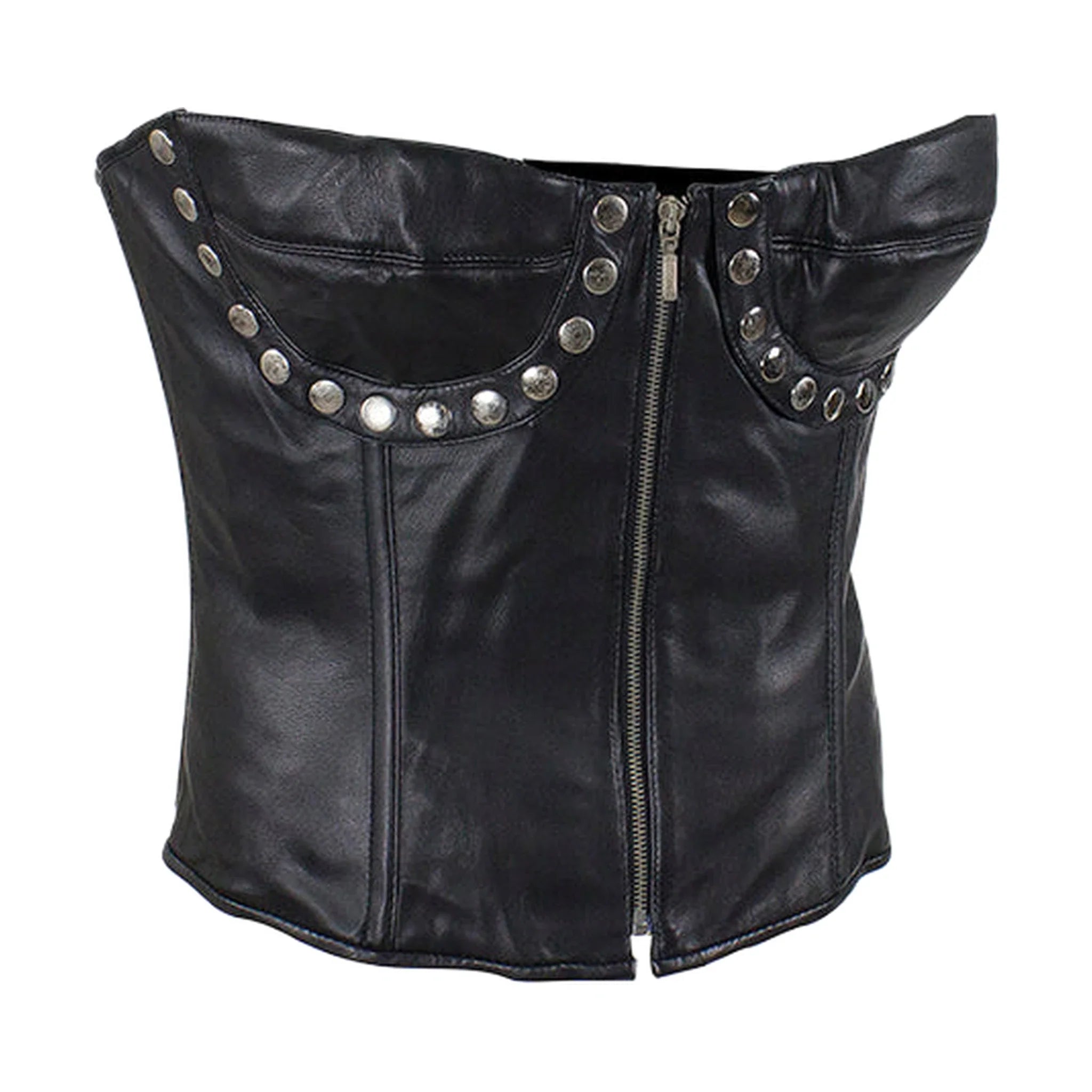 Women's Studded Black Leather Corset